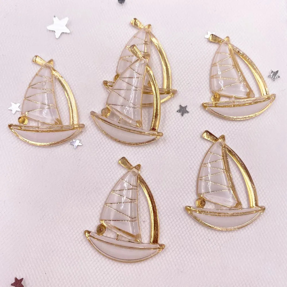Resin Sailboat Flatback Rhinestone Figurines – DIY Craft Decor