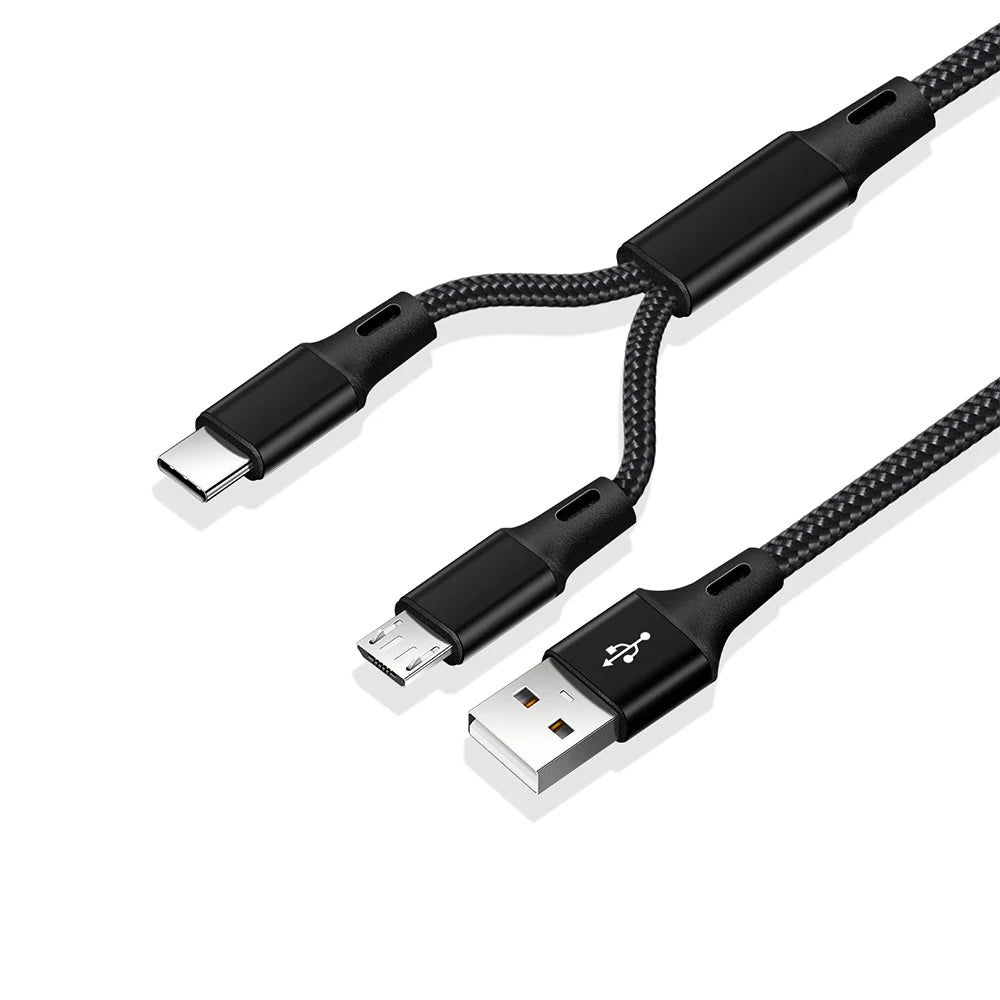 FONKEN 2-in-1 USB Cable Micro USB & Type-C Fast Charge