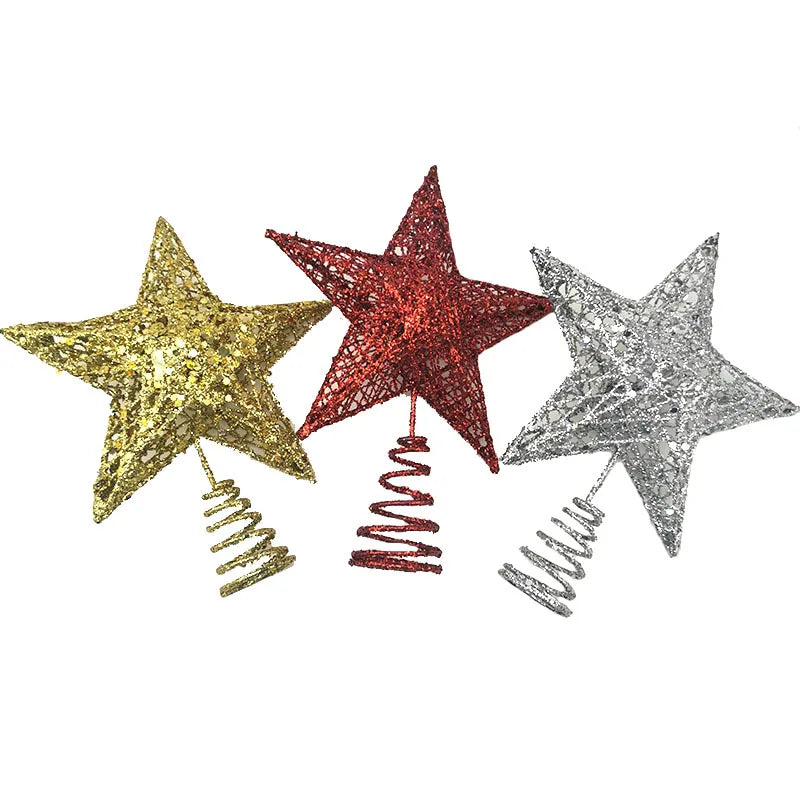 Gold Glitter Iron Star Christmas Tree Topper 15×20cm