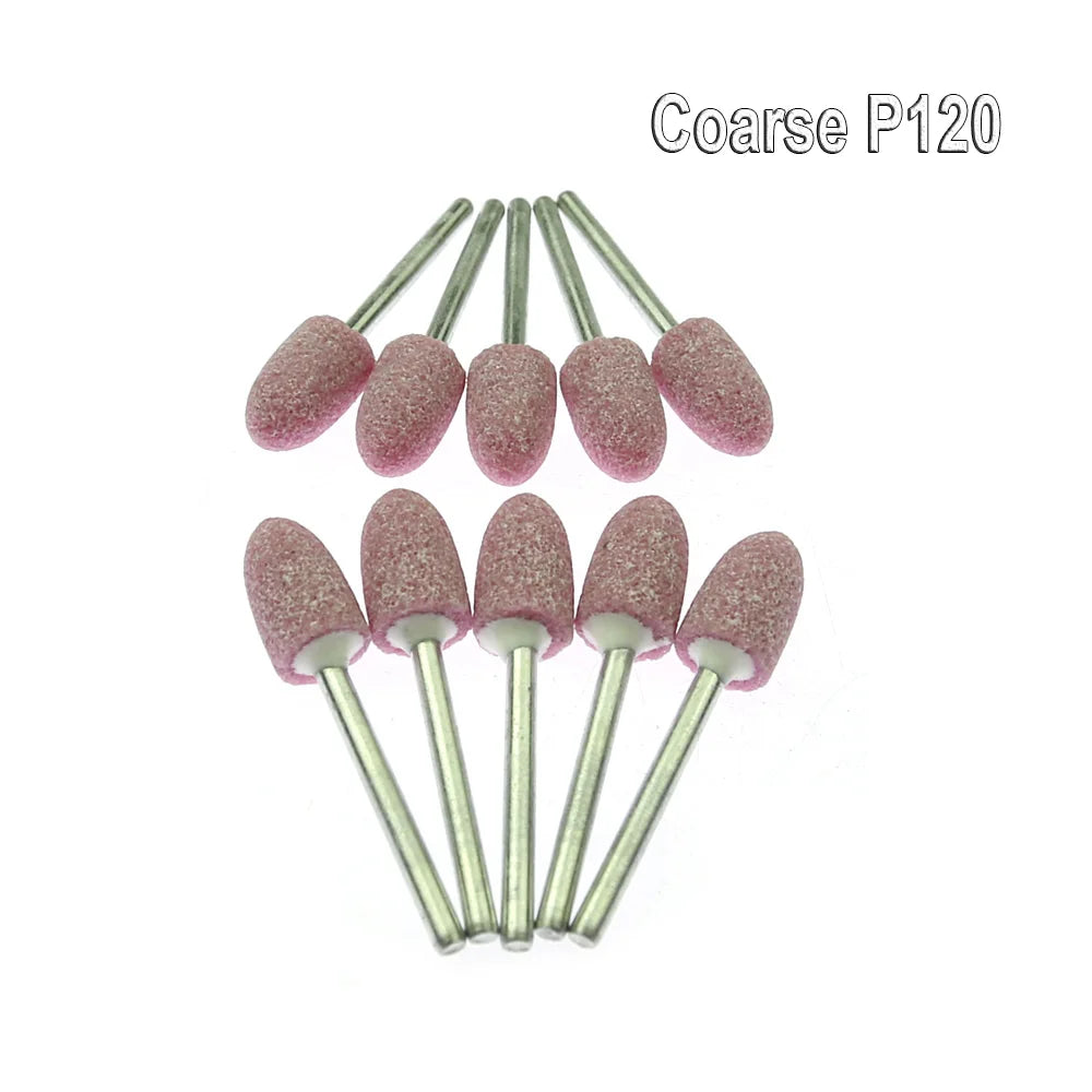 10-Pc Ceramic Grinding Head Set – 3mm Shaft Rotary Abrasive Wheels