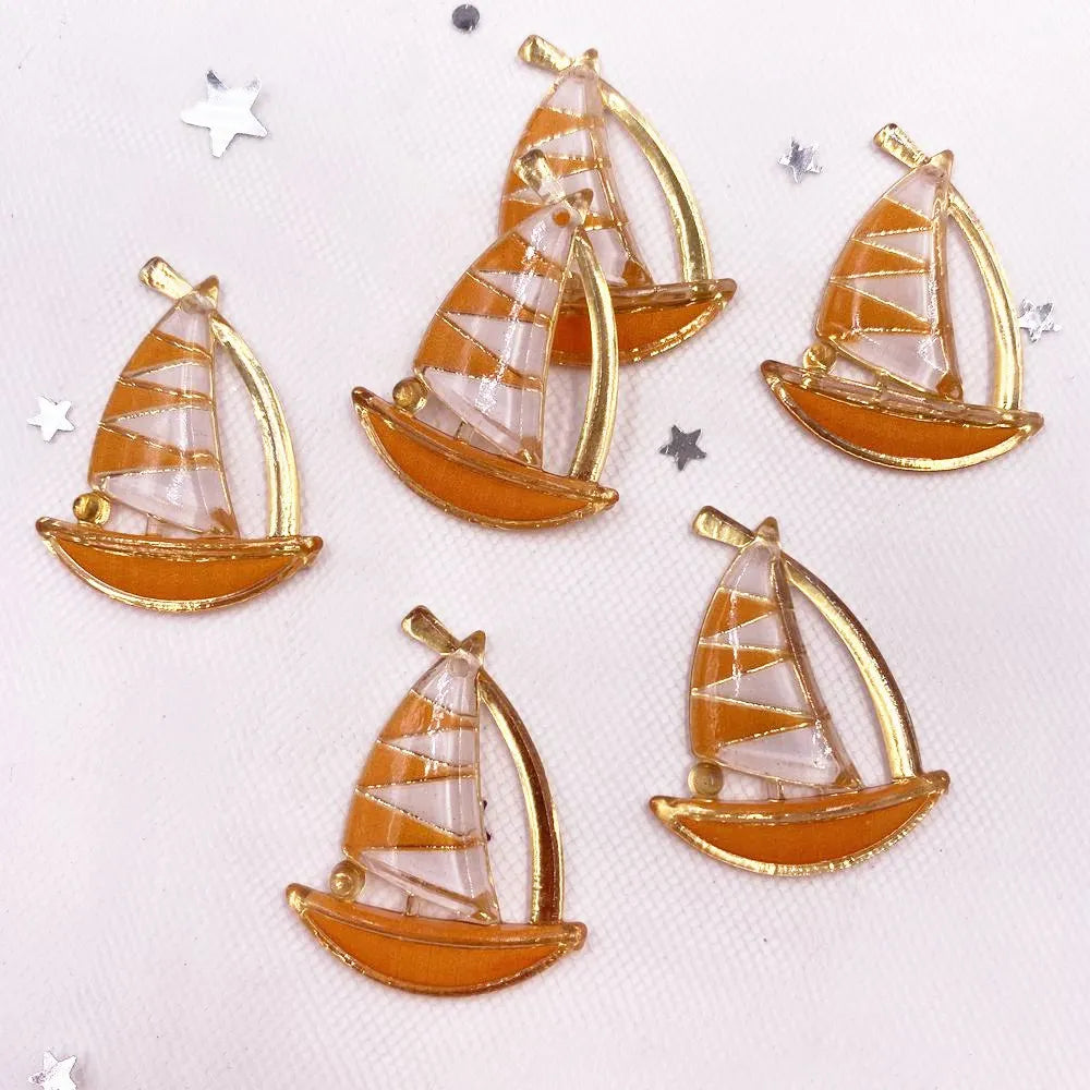 Resin Sailboat Flatback Rhinestone Figurines – DIY Craft Decor