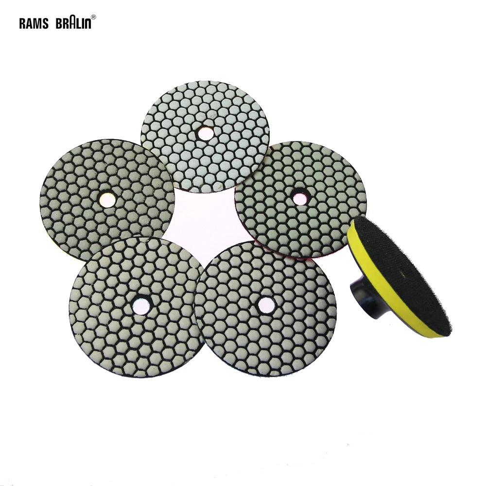 5-Pc 4" Dry Diamond Polishing Pads + M14 Holder | Marble & Stone
