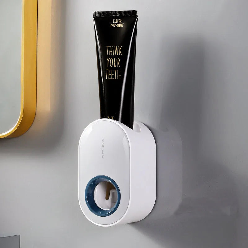 Wall Mount Automatic Toothpaste Dispenser & Toothbrush Holder
