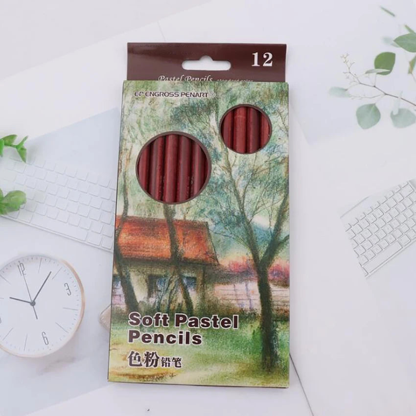 12 Skin Tone Pastel Pencils – 4B 5mm Core for Artists