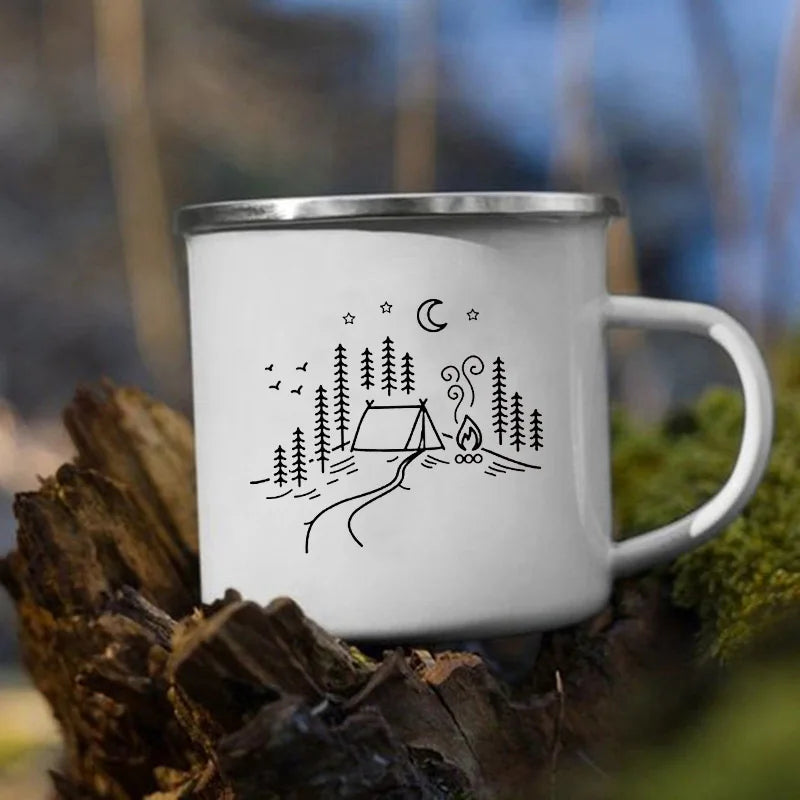Mountain Are Waiting Enamel Mug | Camping & Hiking Gift