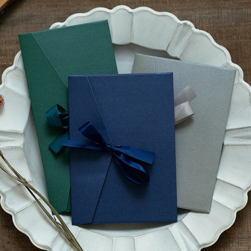 Vintage Pearlescent Paper Envelope with Bow – Wedding & Gift