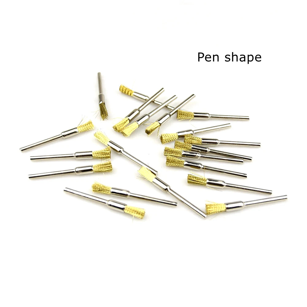 100-Pc Copper Wire Wheel Brush Set – 3mm Shank Rotary Tool