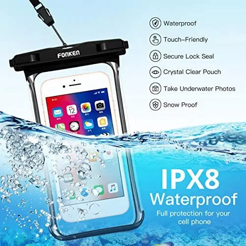 2-Pack Waterproof Phone Pouch Dry Bag – Universal Swim Case
