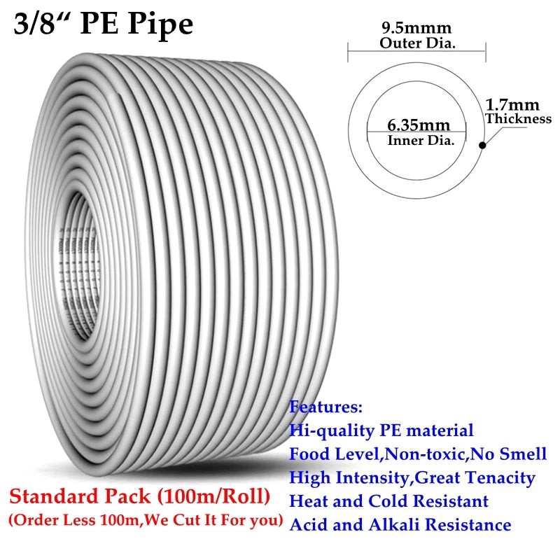 Food Grade PE Flexible Hose 1/4" 3/8" | RO Water Purifier Tube