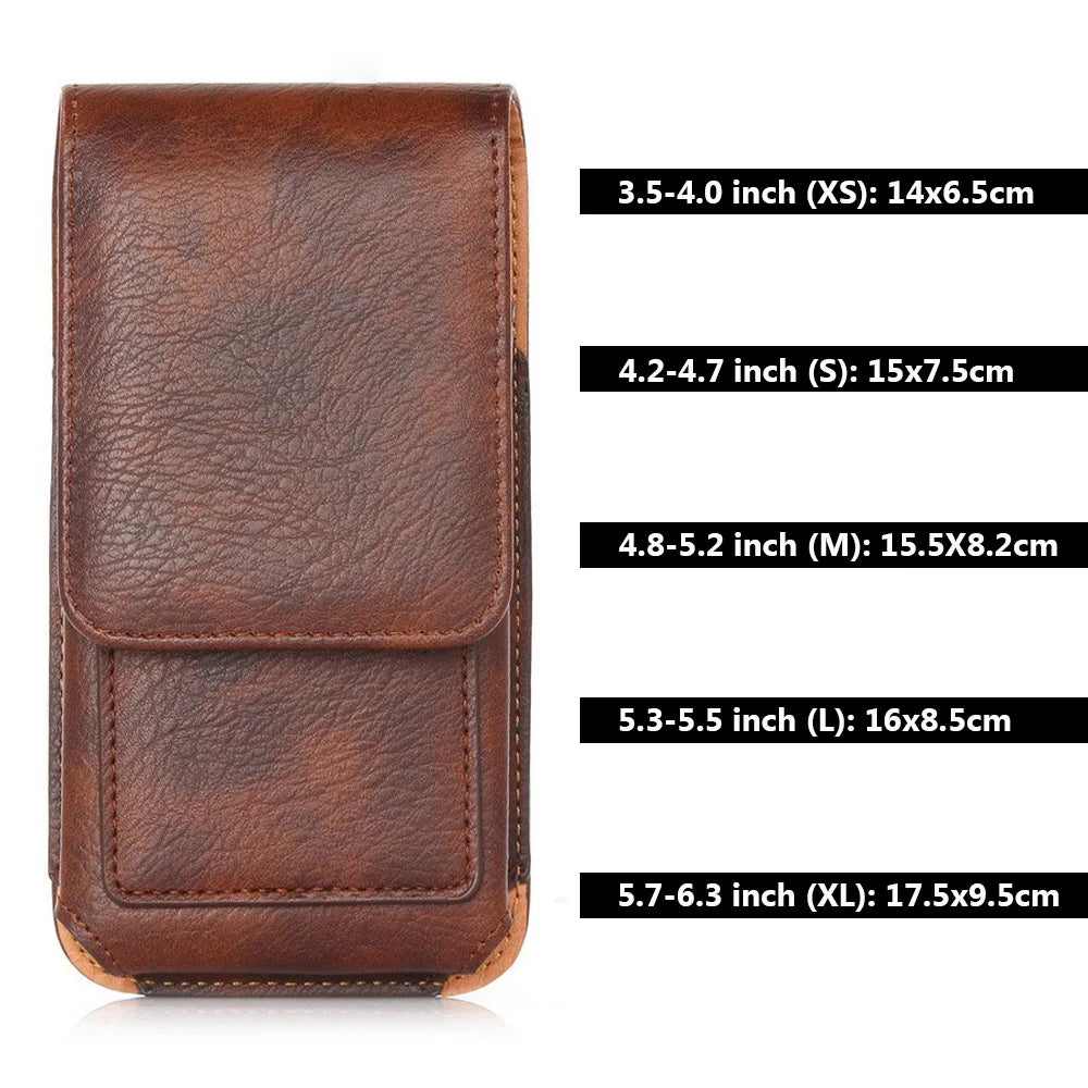 Universal Leather Belt Clip Phone Pouch Holster 3.5–6.3"