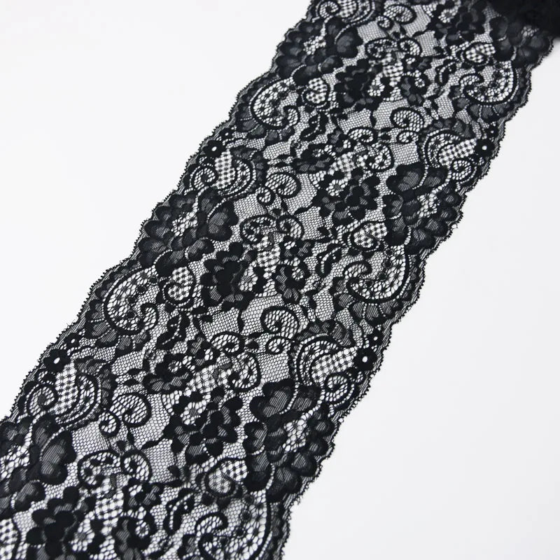 White Elastic Lace Trim 17cm French Hollow Stretch Fabric 3m