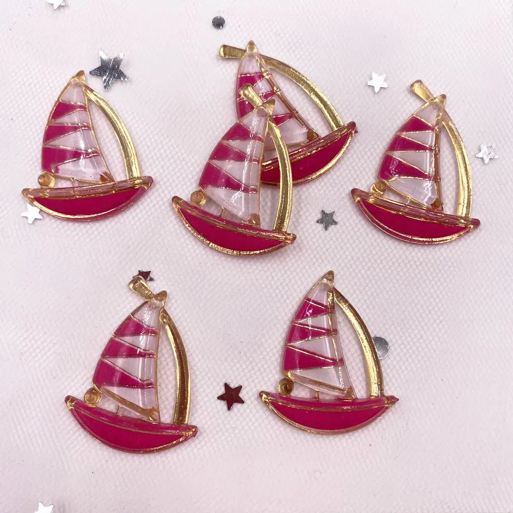 Resin Sailboat Flatback Rhinestone Figurines – DIY Craft Decor