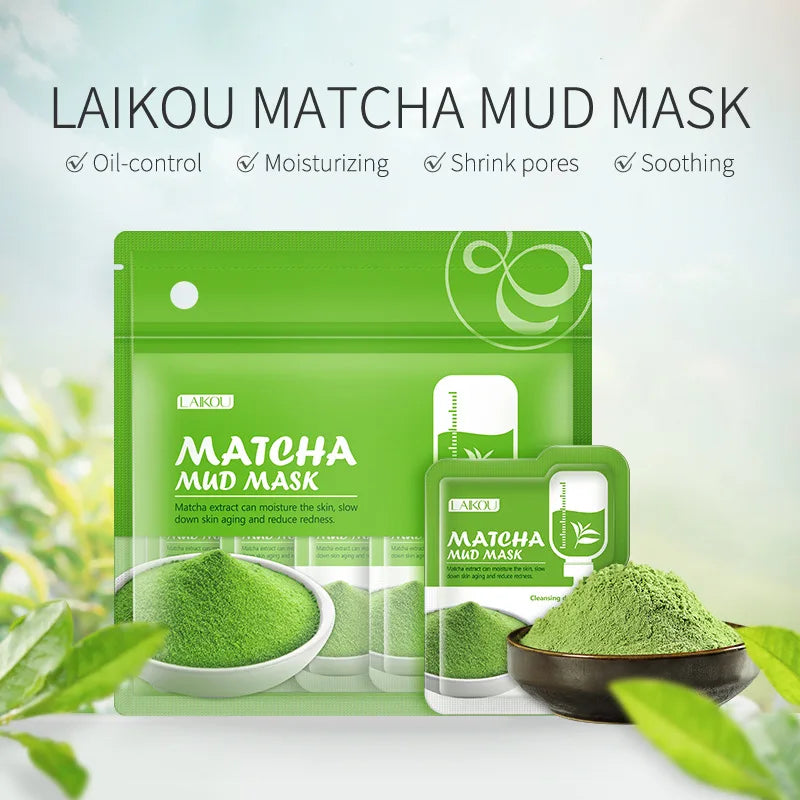 LAIKOU Matcha Green Clay Mud Face Mask 7-Pack Night Treatment