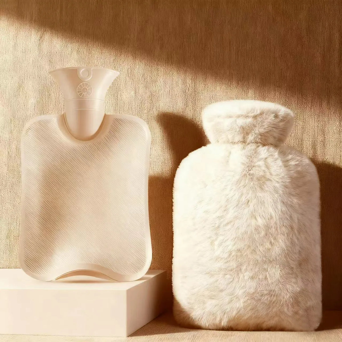 Soft Plush Hot Water Bottle with Cover – Reusable Warm Bag