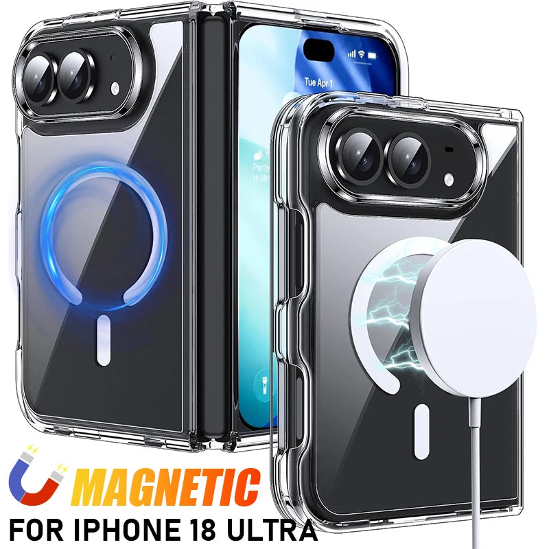 Clear MagSafe Case for iPhone 18 Ultra – PC+TPU Magnetic Cover