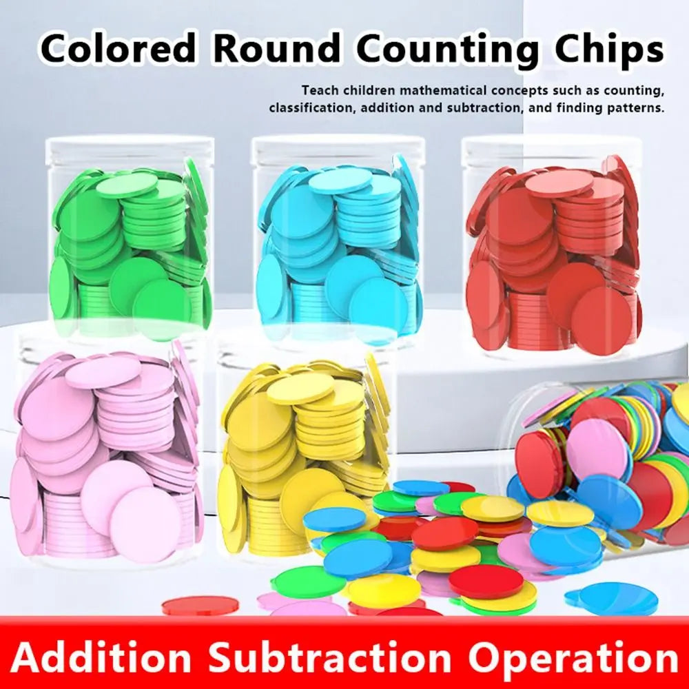100pcs Colored Counting Chips – Math Teaching Tokens & Bingo