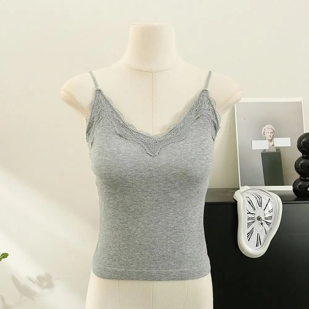 Women's Lace Camisole Crop Top – Wire-Free Breathable Bra
