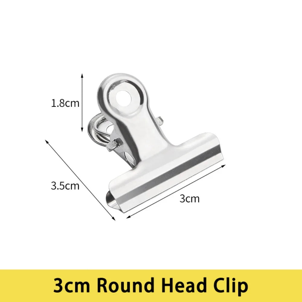 Stainless Steel Metal Binder Clips – Multi-Size Round/Flat/Mountain