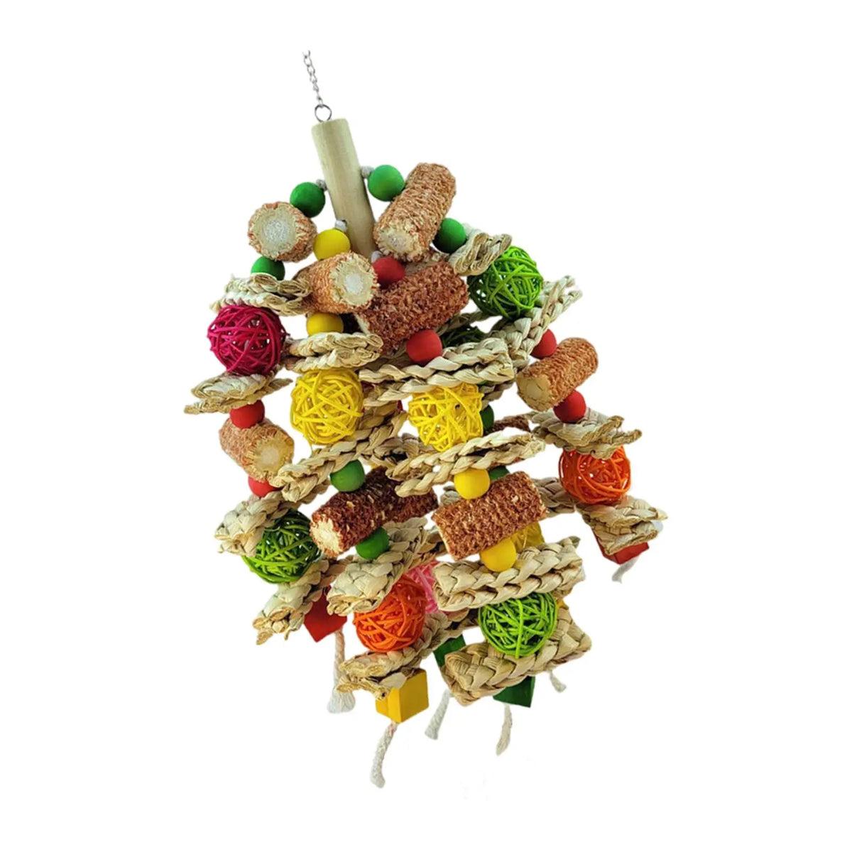 Wooden Parrot Chewing Toy – Cage Hanging Perch & Platform