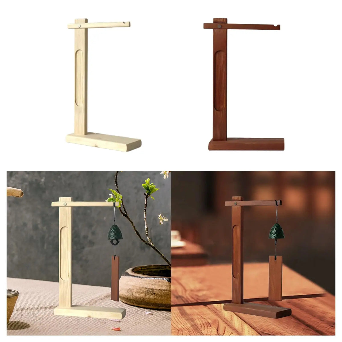 Wooden Wind Chime Stand | Tabletop Hanging Ornament Rack