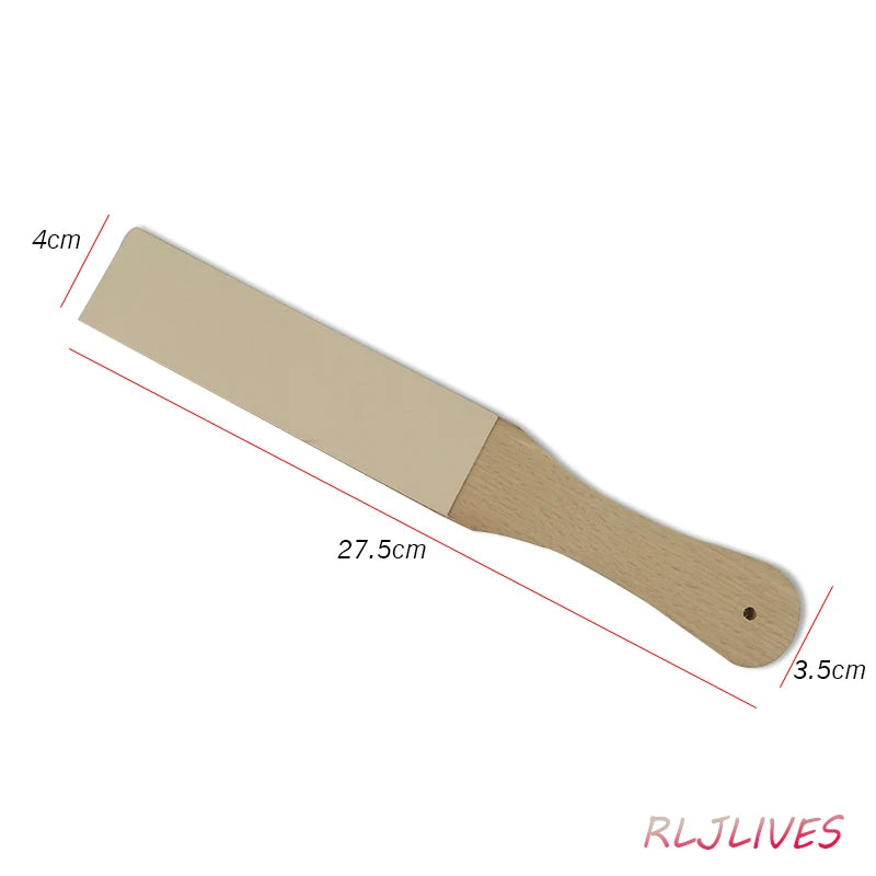 Wooden Handle Double-Sided Leather Strop Sharpening Tool
