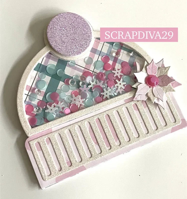 Winter Hat & Bow Bag Topper Metal Cutting Die – Scrapbooking