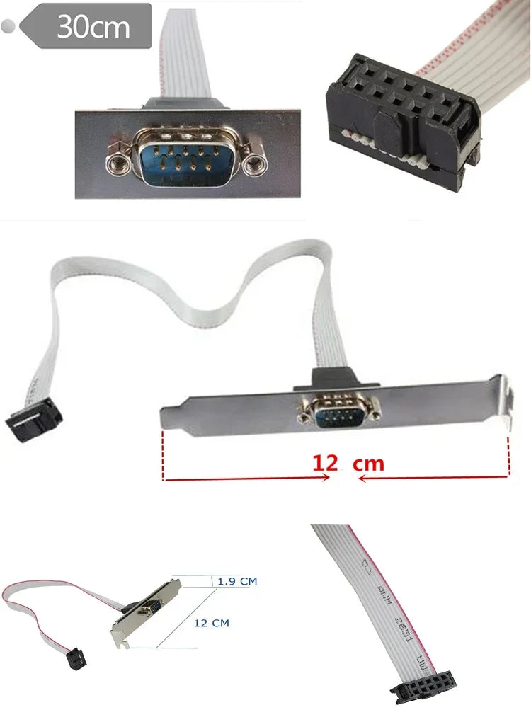 RS232 DB9 9-Pin to IDC 10-Pin Ribbon Cable Bracket Adapter