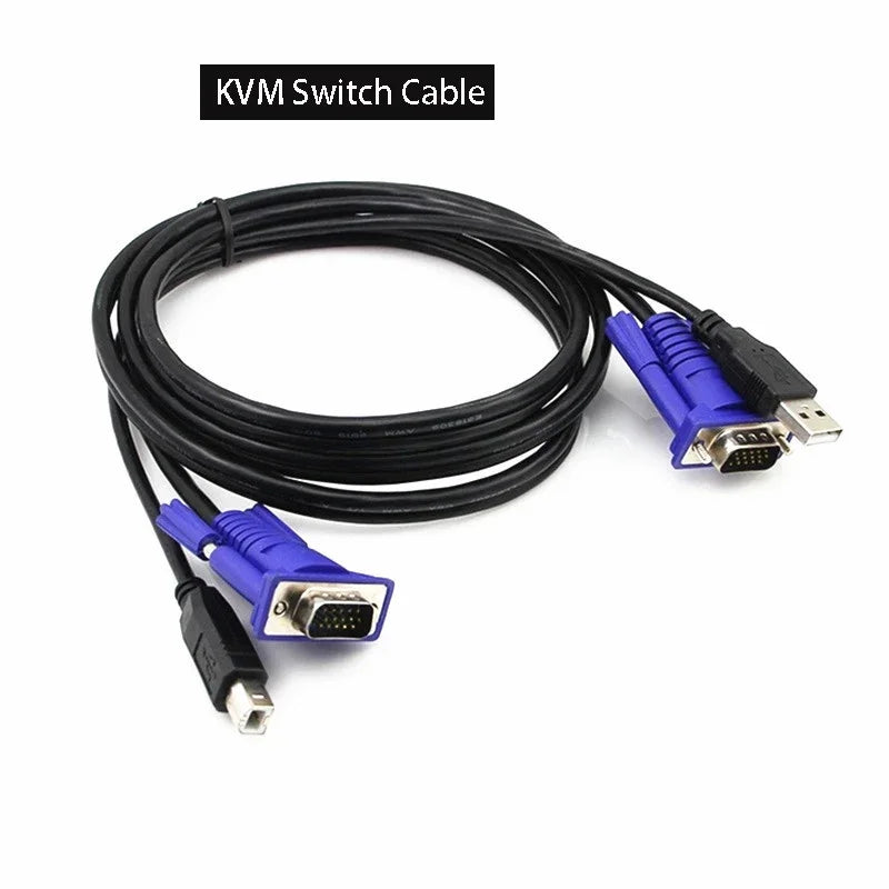 1.5m KVM Cable 2-in-1 USB 2.0 Type-A to B & VGA 15-Pin
