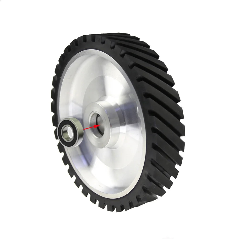 250x50mm Serrated Rubber Contact Wheel for Belt Grinder Sanding