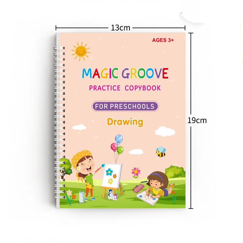 4-Piece Magic Groove Reusable Copybook Set for Kids | Calligraphy