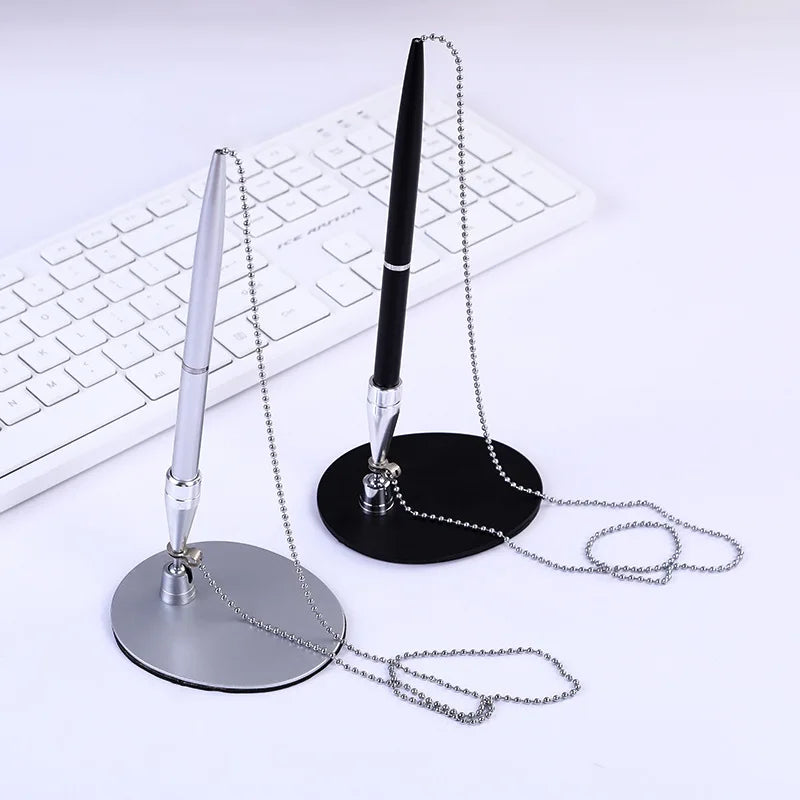 Metal Chain Counter Pen – Desk Signature Pen for Bank & Office