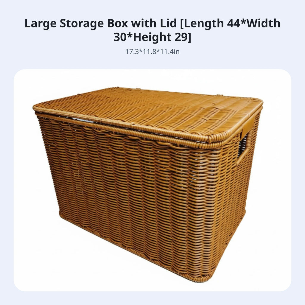 Large Woven Hamper with Lid – Rattan-Style Storage Basket