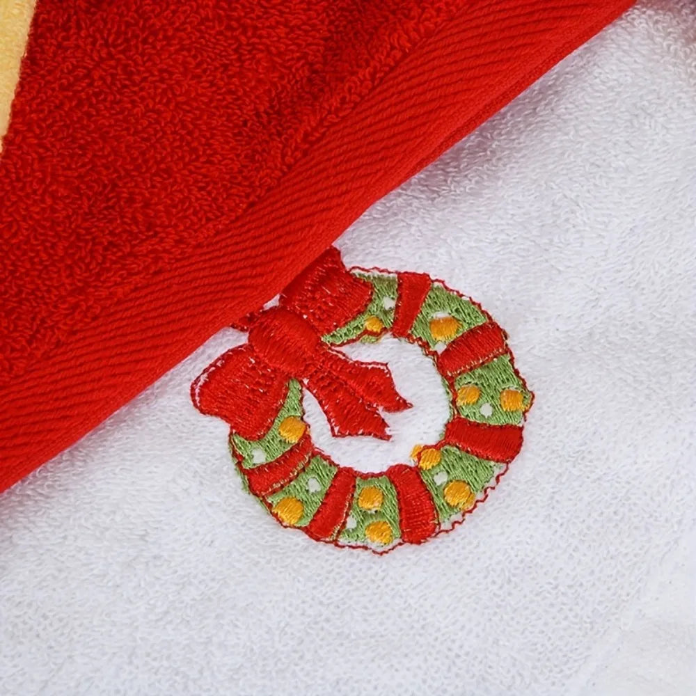 Vintage Christmas Cotton Towels – Santa & Reindeer Design