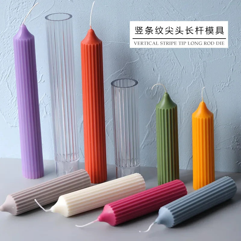 Vertical Stripe Acrylic Candle Mold | DIY Long Pole Pillar Mold