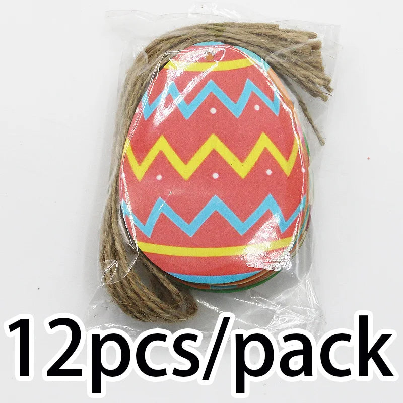 12-Pack Wooden Easter Egg Decorations – 80x60mm DIY Craft