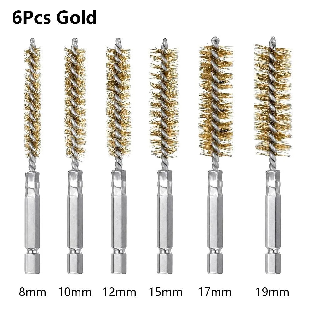 Stainless Steel Bore Brush Set | 1/4" Hex Shank 8–25mm 6–14 Pcs
