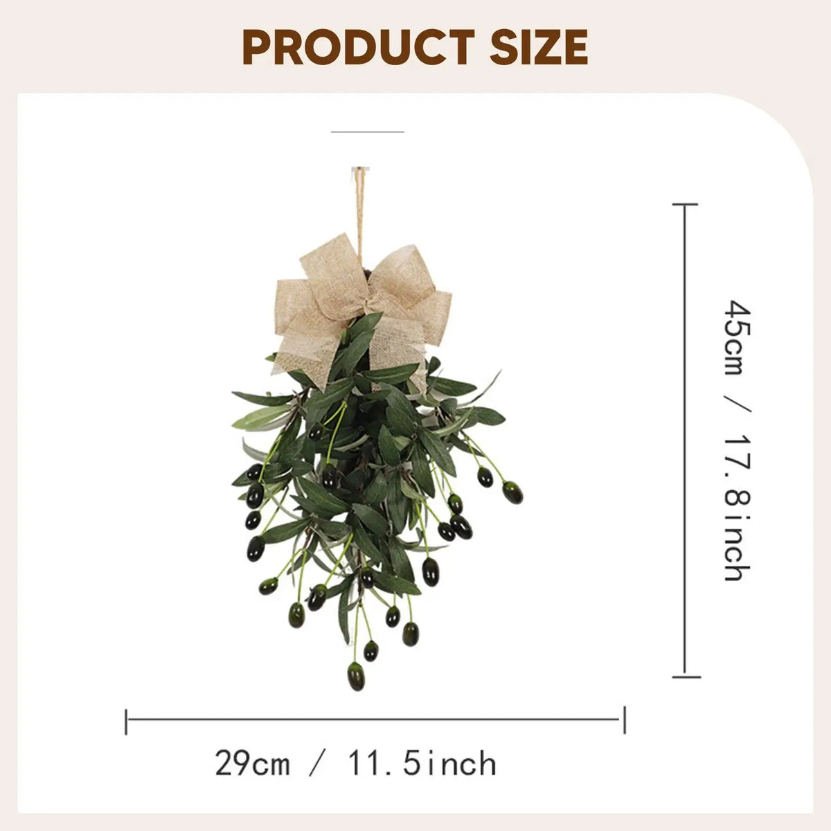 Artificial Olive Leaf Teardrop Swag Wreath | Spring Home Decor
