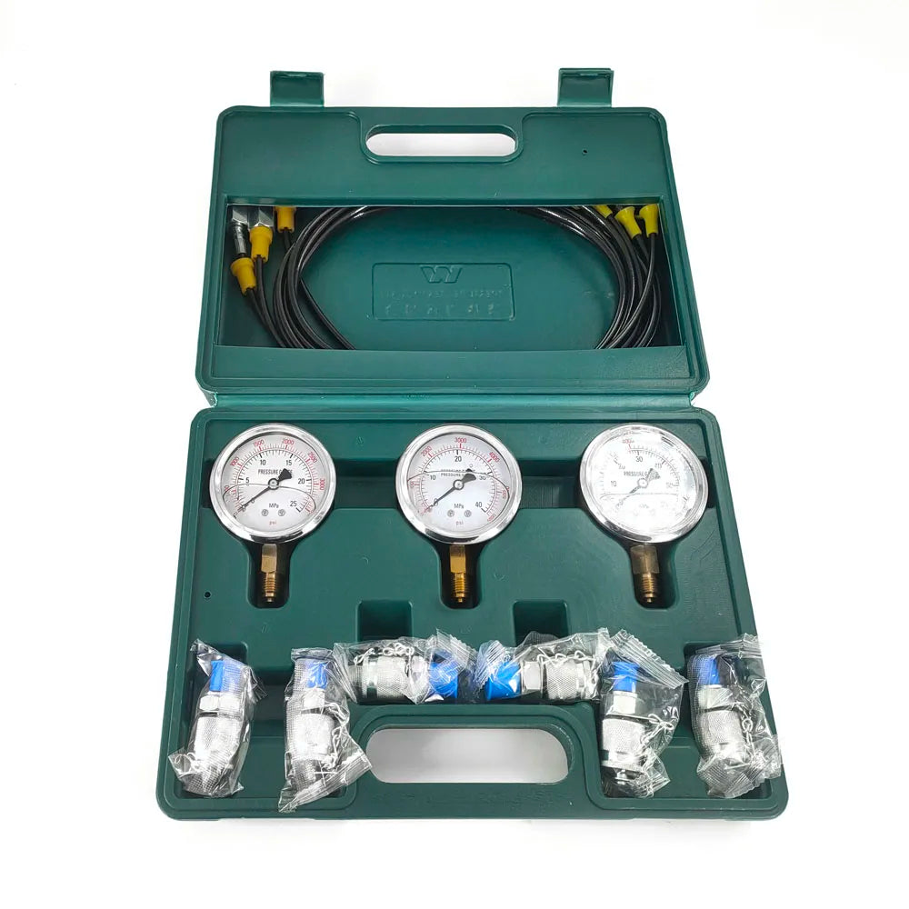 Excavator Hydraulic Pressure Test Kit – 8700 PSI, 3 Gauges