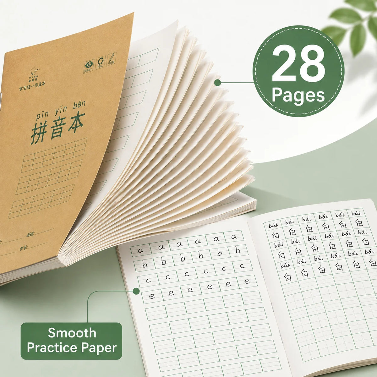 Chinese Character Practice Notebook – Pinyin Grid Workbook