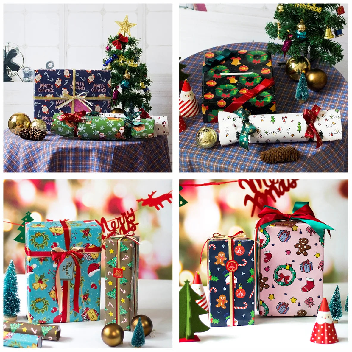 Christmas Wrapping Paper Set – 10 Festive Colorful Sheets