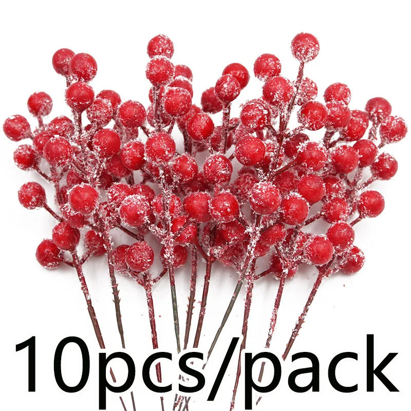 Frosted Artificial Berry Stems Christmas Decor – 10 Pack