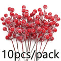 Frosted Artificial Berry Stems Christmas Decor – 10 Pack