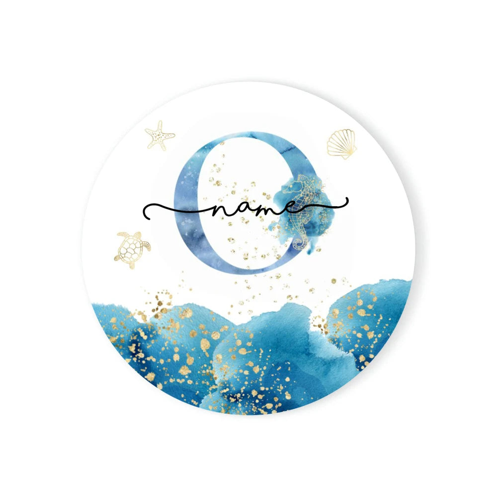 Personalized Ceramic Coaster – Custom Name & Ocean Design Gift