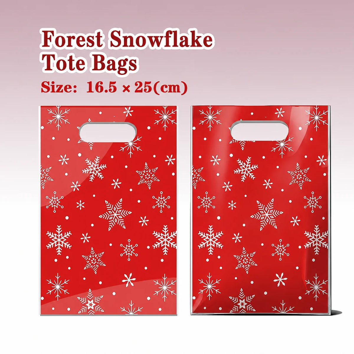 Christmas Handle Gift Bags PE Plastic 50pcs – 7 Designs