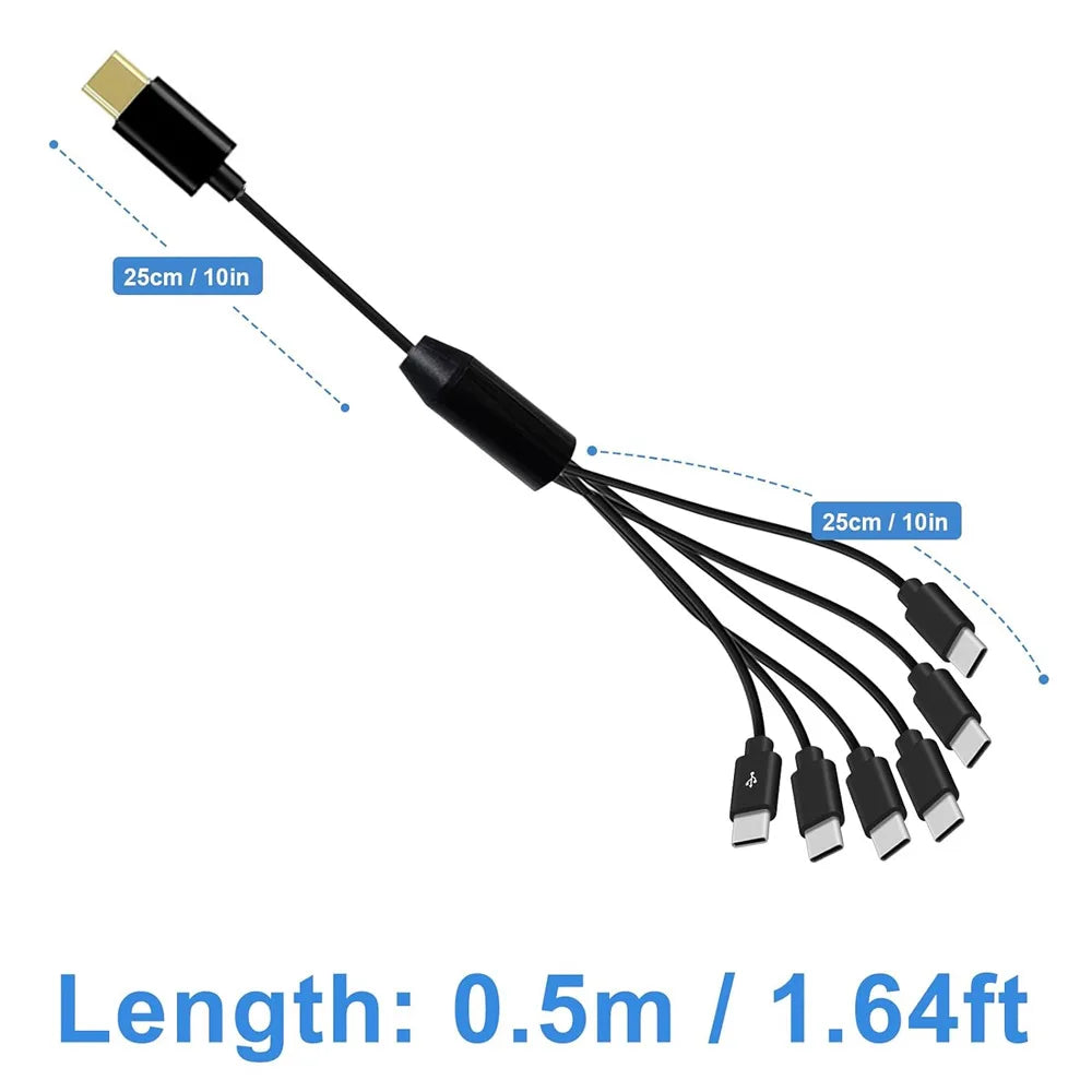 USB-C Splitter 1-in-6-Out Cable | Charge 6 Devices at Once