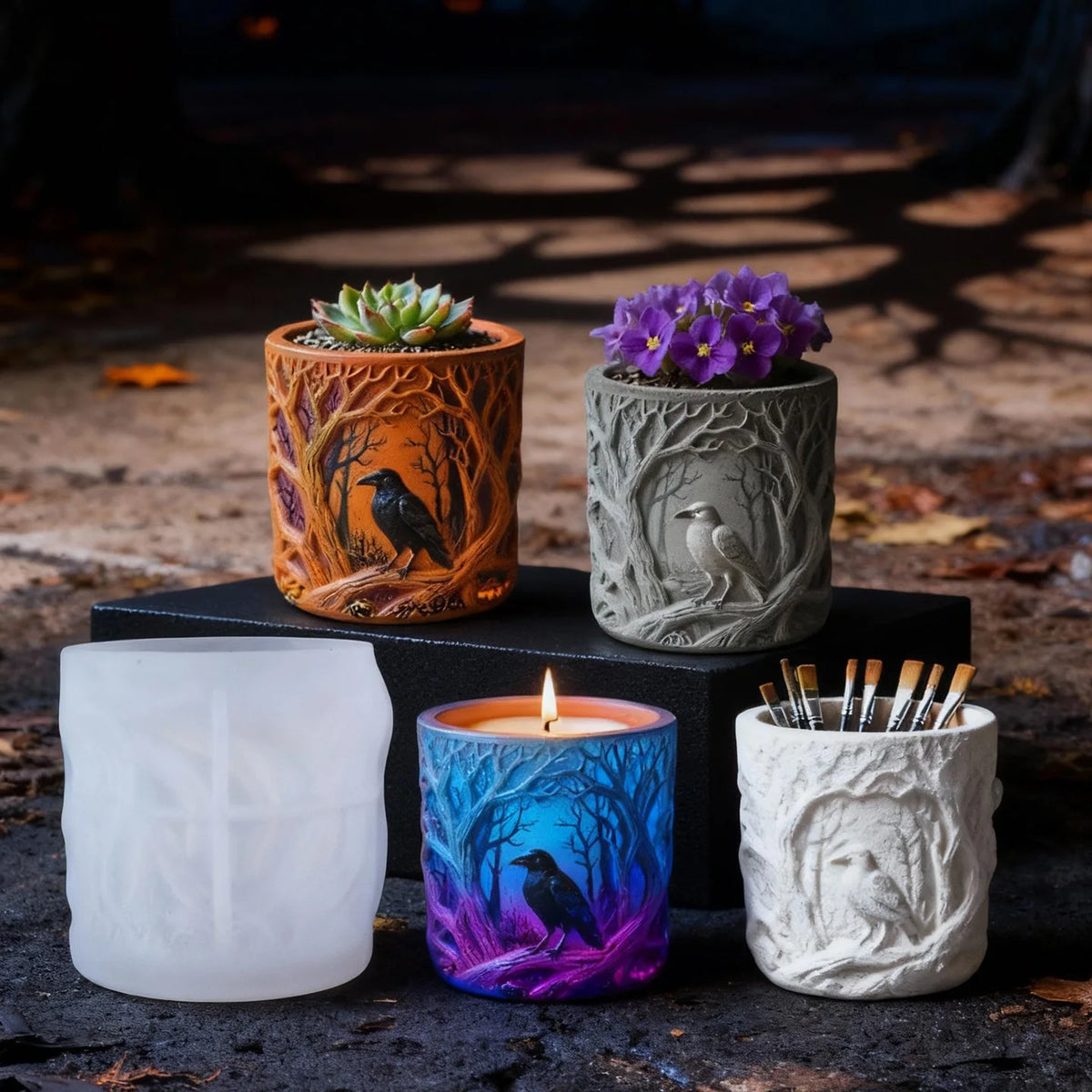 Raven Perch Silicone Mold – DIY Resin Candle & Vase Casting