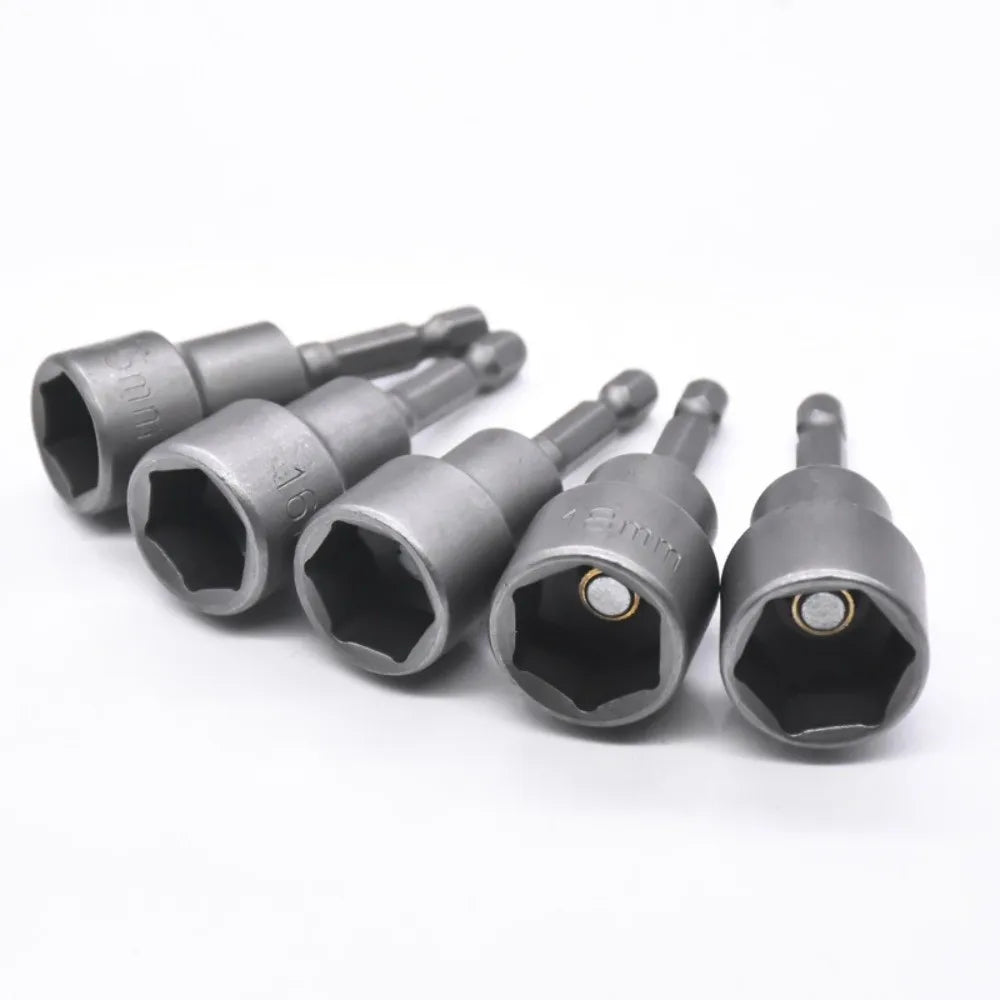 Magnetic Impact Socket Set 6–19mm | 1/4" Hex Shank Bolt Driver