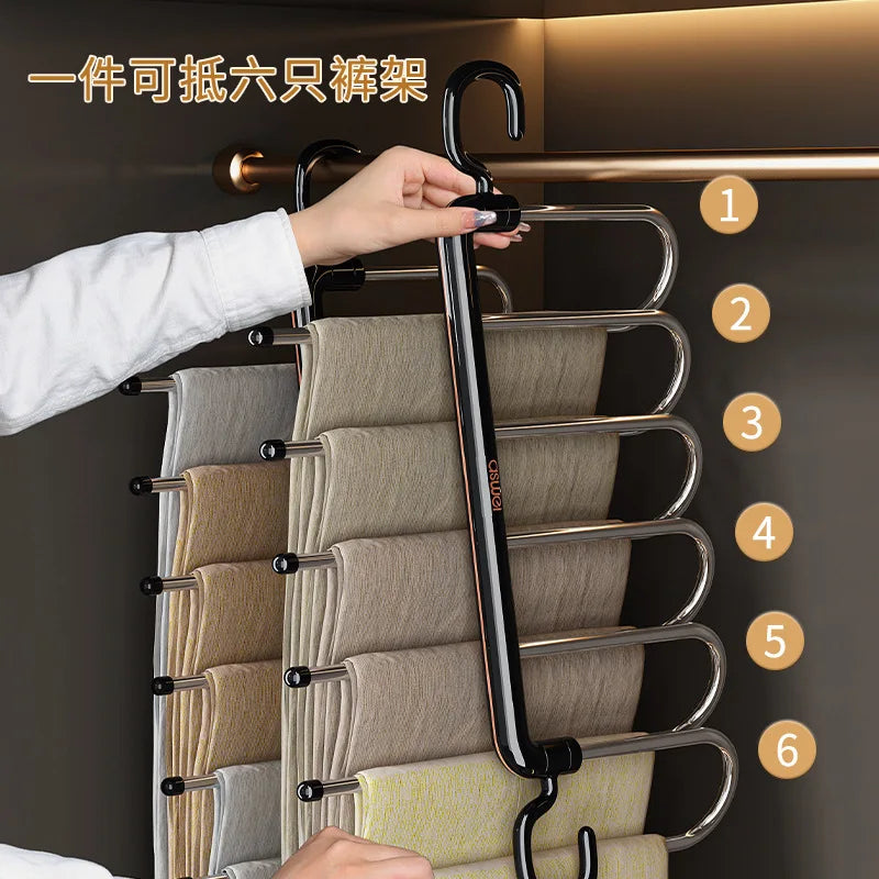 Multi-Layer Folding Pants Hanger Rack – Anti-Slip Clips