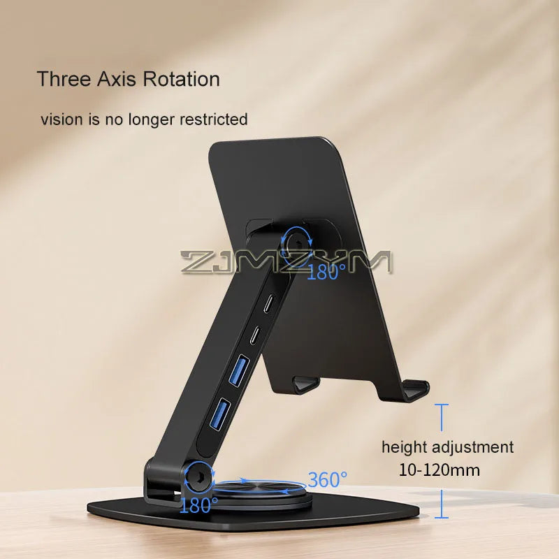 360° Rotating Aluminum Phone & Tablet Desk Stand Holder