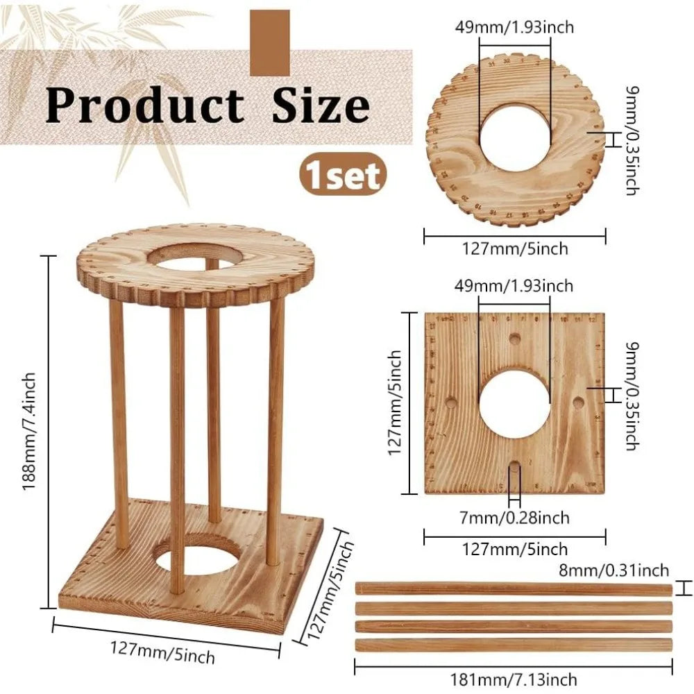 Wooden Kumihimo Marudai Disk Kit – 32-Slot DIY Braiding Set